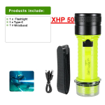 XHP50 sukeldumise taskulamp USB-laadimine veealuse tugeva valguse taskulampi magnetl&uuml;litiga fookus sukeldumise taskulamp A-white light