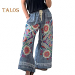 Naiste p&uuml;ksid pingutusn&ouml;&ouml;riga elastne v&ouml;&ouml;koht liialdatud tr&uuml;kitud disain laia s&auml;&auml;rega p&uuml;ksid imitatsiooniga teksap&uuml;ksid taskutega S must