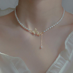 S925 S925 h&otilde;bedane liblikas tuttp&auml;rlikett naiste Instagramile, prantsuse ni&scaron;&scaron;, kerge luksuslik stiilis barokk-riisitera rangluukett 40CM