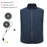 2024 Meeste Suvine Kliimaseade R&otilde;ivad Ventilaatoriga Jahutav Vest Uus USB Laadimine Jahutav Sport Mees V&auml;ljas &Uuml;hev&auml;rviline Jakk Pluss Suurus L tumesinine