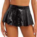 Naiste Wet Look lakknahast laienev seelik Clubwear T&otilde;mblukuga taga A-Line miniseelik XL must