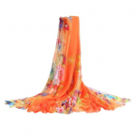 Sifonkist marli sall Elav v&auml;rviprintimine P&auml;ikesekaitse Sall Suur Rannar&auml;tik Ujumisriided Topid Kleidid Eriti suured katted oranž