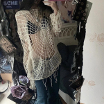 Y2k riided Vintage &auml;mblikuv&otilde;rk &otilde;&otilde;nsate avadega disain Spice Girl kapuutsiga pullover, kootud top kampsun Korea moe pikkade varrukatega S beež