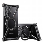 Metallist Z-kujuline 360&deg; p&ouml;&ouml;rleva aluse magnetiline telefoni&uuml;mbris Samsung Galaxy S24 Ultra Plus alumiiniumsulamist &auml;&auml;risteta Magsafe'i jahutuskaas For Samsung S24 Ultra must