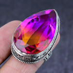 Bi-Color Tourmaline Gemstone Handmade 925 Steling Silver Gift Ring Size 8 z7k13
