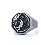S925 Silver Ring King's Ride Dragon Ring Viking Mootorratta ehted Uus toode 7