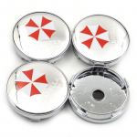4 x 60 mm Umbrella Corp logoga autoratta keskosa rummukorgid tolmukindlad katted