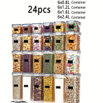 24 tk Deluxe &Otilde;hukindlad V&auml;rskuse S&auml;ilitajad - BPA-vabad, Virnastatavad ja M&auml;rgistatud Toidu S&auml;ilitusn&otilde;ud koos Markeriga - S&auml;ilitavad Toidu Kauem ja Korraldavad 24pcs