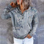 Naiste vabaaja moeprindiga pikkade varrukatega pullover Hoodies dressipluusid L sinine