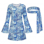 1 komplekt Naiste kleit Peapaela komplekt Retro litritega kelluke varrukatega, avara kehaehitusega tr&uuml;kitud Halloween Cosplay hipi-disko tantsupeo &otilde;htukleit S oranž