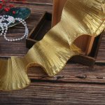 Sirgjoone 3 meetrit/partii Laius 9,5 cm Kuldne/Kuninglik sinine/Roosipunane Metallitunnetusega Organza 3D Volangidega Pits&auml;&auml;ris K&auml;sit&ouml;&ouml;materjal kuld