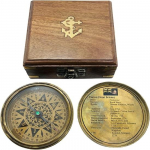 Messingist Vana Laevakompass HMS Endeavour Juuni 1764-1778 Puidust Karbiga