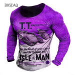 3D Mootorrataste Graafilise Prindiga Meeste T-s&auml;rgid Pikkade varrukatega 3D Print Island Motorcycle Race Street Style Meeste T-s&auml;rgid 6XL Suures suuruses topid L