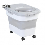 Kokkupandav Kassi Koera Toidu S&auml;ilitusn&otilde;u Kaane ja Ratastega Disain Suure Mahutavusega Kuiva Koera Kassi Toidu Karb Niiskuskindel Karb hall