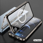 360&deg; magnetiline Magsafe &uuml;mbris iPhone 16 15 14 13 12 Pro Max Plus jaoks alumiiniumsulamist HD-klaasist t&auml;isekraaniga suletud metallist kaitsekate For iPhone 16 Pro Max hall