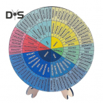 Feelings Wheel Wood Emotsioonide reguleerimise tabel alusega Vaimse tervise emotsioonide teraapia t&ouml;&ouml;riist klassiruumi kontorilaua kaunistamiseks 20cm