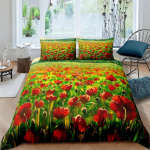 &Otilde;limaal Lilled Digitr&uuml;kiga voodipesukomplektid T&auml;iskasvanute voodiriided Kunsttekk Tekikottide komplekt, &Uuml;hekordne King-suurus 180x210cm 3pcs lilla