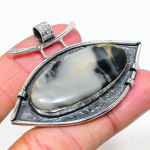 Natural Ocean Fume Agate Gemstone 925 Sterling Silver Gift Pendant 1.81 q2m07
