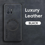 Luksuslik &auml;ri nahast Magsafe &uuml;mbris Xiaomi 11T Pro Xiaomi11T Pro Xiaomi11TPro 5G magnetiline retropehme juhtmevaba laadimise l&ouml;&ouml;gikindel kaitsekate For Xiaomi 11T must