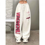 Y2K Streetwear valged dressip&uuml;ksid naiste harajuku hipi laia s&auml;&auml;rega dressip&uuml;ksid &uuml;lisuured tr&uuml;kitud jooksup&uuml;ksid S valge