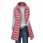 Naiste talvine puuvillane kapuutsiga mantel, &otilde;hukese voodriga, tuulekindel, varrukateta, &uuml;hev&auml;rviline, keskmise pikkusega XL must