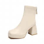Uued Moodsad Ankle Boots Naistele K&otilde;rged Kontsad Paks Platvorm Veniv Kangas Ruudukujuline Nina Valge Tald T&otilde;mblukk Noore Daami Saapad 35