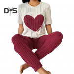 2 tk/komplekt Naiste talvine pidžaamakomplekt &Uuml;markaelusega, s&uuml;damemustriga l&uuml;hikeste varrukatega kodur&otilde;ivaste &uuml;lap&uuml;kste komplekt. L lilla