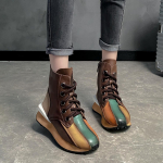 Mood s&uuml;gistalv naiste platvorm poolsaapad Moodsad segav&auml;rvilised Nahast liimitud l&uuml;hikesed saapad Naistele Mugavad paksud papud 35 tumepruun v&auml;rv