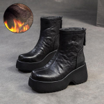 Johnature Mitmek&uuml;lgsed ehtsast nahast l&uuml;hikesed saapad Retro &uuml;mmarguse ninaga Paksu tallaga kiiludega naiste kingad 37-Plush