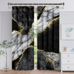 3D kaasaegne mustkuldne abstraktne kunst marmorist elegantne disain, 2 t&uuml;kki &otilde;hukese varjundiga kardina elutoa magamistoa sisekujunduseks 100W130H(CM)40x51in&Grommet Top