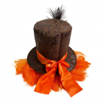 Oranžid parukad Dekoratsiooniga silindrim&uuml;ts t&auml;iskasvanutele/teismelistele Cosplay Mad Hatter Party kost&uuml;&uuml;mide riidest Cosplay m&uuml;ts karnevali rave peoks kohv