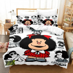 3D Prindiga Mafalda Voodipesukomplekt Tekikott Voodikomplekt Tekikate Padjap&uuml;&uuml;r Tekk king Queen Suurus Poisid T&auml;iskasvanud Voodipesukomplekt AU Single 140x210cm