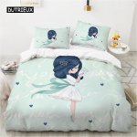 T&uuml;druku tekikotikomplekt King Full Size Lilla Haldjas Loitsimas Maagiat &Uuml;hekohaline Voodipesukomplekt Mikrokiust Multifilmistiilis T&uuml;drukulik Teema Tekikott EU single(135x200cm)