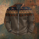 Meeste Retro Casual gradienttr&uuml;kiga kampsun L pruun