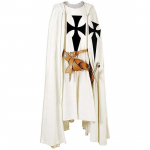 Meeste keskaegne r&uuml;&uuml;tli ristis&otilde;dija templiriist halloweeni kost&uuml;&uuml;m kapuutsiga kuubiga r&uuml;&uuml; Cosplay Renaissance S-6XL S valge