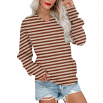 Naiste Vabaaja Mood Triibuline V-kaelusega Pikkade Varrukatega Higipusa Kerge Pullover Taskutega Higipusa XL must