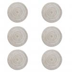 6tk &uuml;mmargune lauamatt, kootud ramie alusmatid, libisemisvastased s&ouml;&ouml;gilauamatid, libisemiskindlad lauan&otilde;ud kaussialused k&ouml;&ouml;gialused, joogitassid 18cm