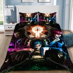 L-Leagues of Legends LOL Jinx T&auml;iskasvanute Poisi T&uuml;druku Magamistoa Kaunistus Laste &Uuml;he- v&otilde;i Kahekohaline Suurus Tekikott Padjap&uuml;&uuml;r Voodipesukomplektid EU Single(135x200cm) black