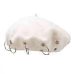Women's woolen personalized iron ring eyelet hip-hop beret M must