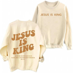 Jeesus on kuningas dressipluus mees naine &uuml;lem&otilde;&otilde;tmeline kristlik usk kapuutsiga pusa pikkade varrukatega unisex M
