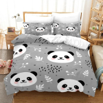 Panda Bear voodipesukomplektid loomade tekikott Twin t&auml;issuuruses ja padjap&uuml;&uuml;r Kodutekstiilist 3D-prinditud voodiriided lastele lapsele 70x133cm 2pcs white