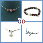 Pierres et Min&eacute;raux. Parure bijoux Bracelet Collier 3 Perles Jaspe sang de Dragon 8 mm. Taille personnalisable.