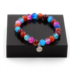 Pierres et Min&eacute;raux. Bracelet Perles Agate ruban&eacute;e + Agate ruban&eacute;e rose + Agate ruban&eacute;e Fabriqu&eacute; en France.