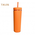 500 ml Skinny Tumbler kaane ja &otilde;lgedega kahekordse seinaga Sippy Cup BPA-vaba trumlitega isoleeritud reisikruus j&auml;&auml;kohvi korduvkasutatavaks peoks 500ML oranž