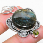 Labradorite, Citrine 925 Sterling Silver Jewelry Pendant 1.85 j0u86