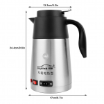 1200ML 24V Elektrikiline Kuumutusn&otilde;u Veekeetja Roostevabast Terasest Veekuumutuspudel Tee Kohvi Joomiseks Reisimine Auto Veoauto Veekeetja 24V must