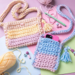 Komplekt DIY heegeldamise alustamiseks - V&ouml;&ouml;kotike ja telefoni taskuke - 2 tk