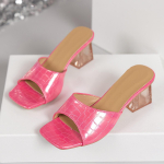 Temperamentsed sussid v&auml;liskaubanduse laokaup Euroopa ja Ameerika avatud varbaga suvised kontsaga suured suurused kristall ruudukujuline nina keskmise kontsaga sussid naistele 42 roosa