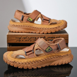 Suvised meeste sandaalid Ehtsast nahast Meeste vabaajajalatsid Meeste Meeste Nahast Sandaalid Meestele Rannajalatsid Rooma meeste kingad 38