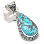 Tibetan Turquoise Handmade 925 Sterling Silver Jewelry Pendant 2.17 o2n25